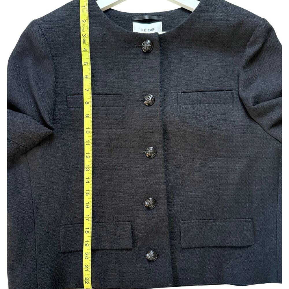 REISS Nola Cropped Wool Jacket - Black - Picture 9 of 10